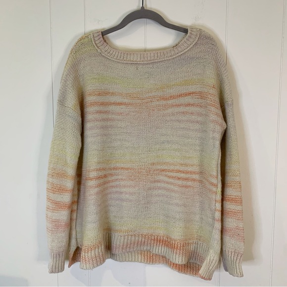 American Eagle Outfitters Cream And Pastel Rainbow Stripe Sweater M - Picture 2 of 8
